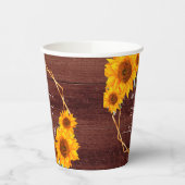 ひまわり茶色の木の名前の素朴な誕生日 紙コップ (左)