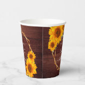 ひまわり茶色の木の名前の素朴な誕生日 紙コップ (右)