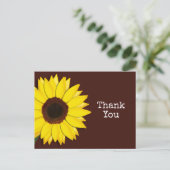 ひまわり茶色サンフラワーブラウンありがとう文字 ポストカード (スタンド正面)