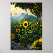 ひまわり草地 | AIアートポスター ポスター (正面)