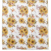 ひまわり葉と茶色 シャワーカーテン (正面)