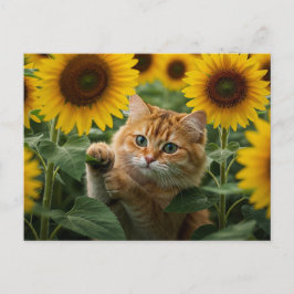 ひまわり葉書のかわいいジンジャー猫 ポストカード