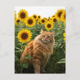 ひまわり葉書のかわいいジンジャー猫 ポストカード