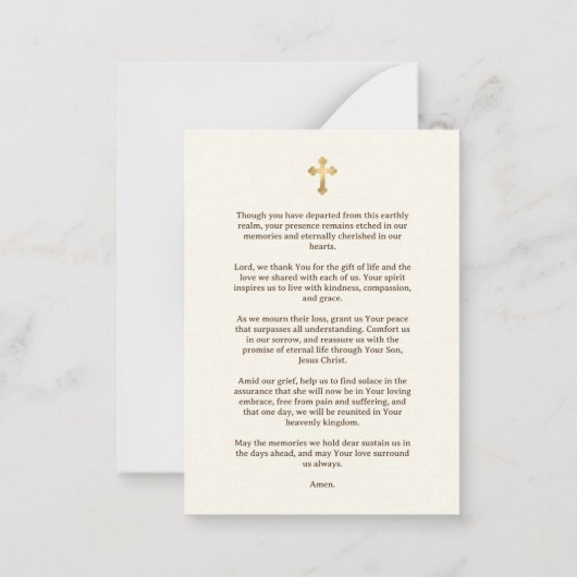 ひまわり葬儀記念サービス祈りの言葉 ノートカード (裏面)