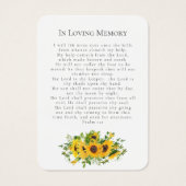 ひまわり葬儀記念写真祈りの言葉カード (裏面)