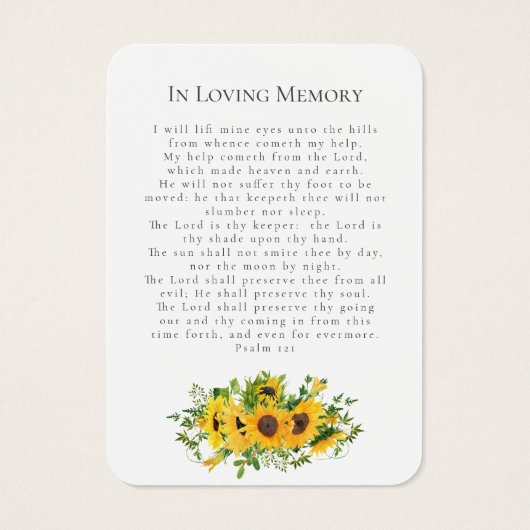 ひまわり葬儀記念写真祈りの言葉カード (裏面)