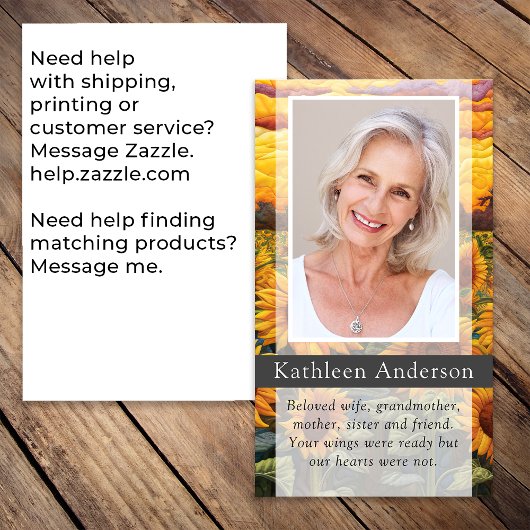 ひまわり葬儀記念祈りの言葉カード