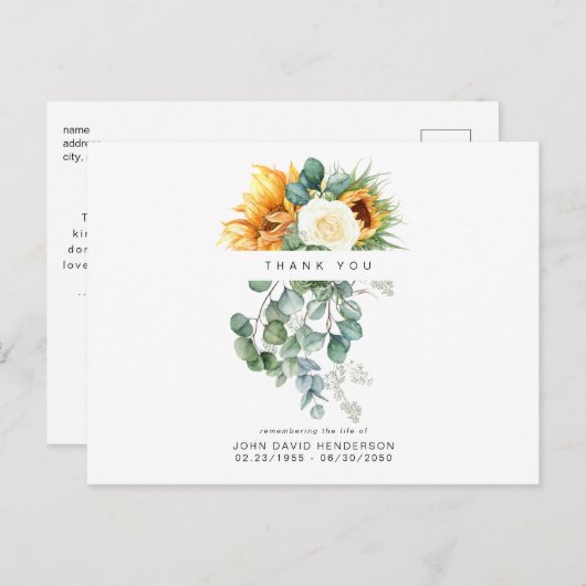 ひまわり葬式の人生の損失ありがとうはがき ポストカード (正面/裏面)
