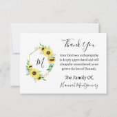 ひまわり葬式悔やみや弔慰ありがとう ノートカード (正面)