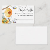 ひまわり蜂おむつラッフルチケットベビーシャワー エンクロージャーカード (正面/裏面)