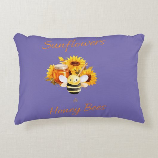 「ひまわり蜂とミツバチ」 アクセントクッション (正面)