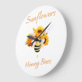 「ひまわり蜂とミツバチ」 ラージ壁時計 (傾斜)