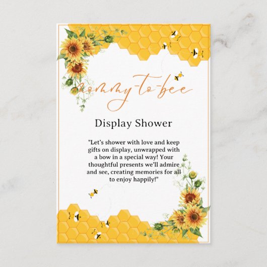 ひまわり蜂の母と蜂の赤ちゃんシャワー エンクロージャーカード (正面)