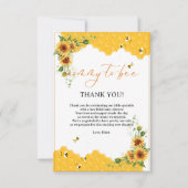 ひまわり蜂の母と蜂の赤ちゃんシャワー サンキューカード (正面)
