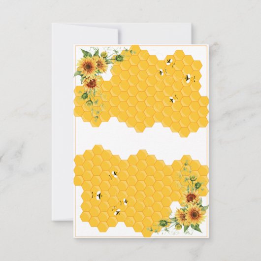 ひまわり蜂の母と蜂の赤ちゃんシャワー サンキューカード (裏面)