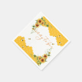 ひまわり蜂の母と蜂の赤ちゃんシャワー スタンダードカクテルナプキン (角)