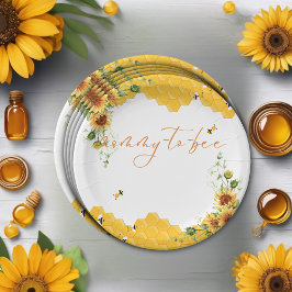 ひまわり蜂の母と蜂の赤ちゃんシャワー ペーパープレート