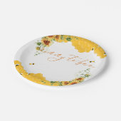 ひまわり蜂の母と蜂の赤ちゃんシャワー ペーパープレート (アングル)