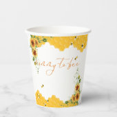 ひまわり蜂の母と蜂の赤ちゃんシャワー 紙コップ (正面)