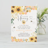 ひまわり蜂の赤ちゃんシャワー小さな蜂蜜の途中 招待状 (スタンド正面)