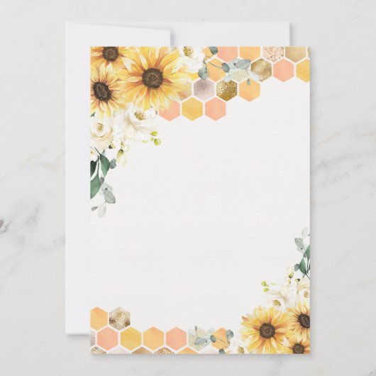 ひまわり蜂の赤ちゃんシャワー小さな蜂蜜の途中 招待状 (裏面)