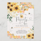 ひまわり蜂の赤ちゃんシャワー親へ 招待状 (正面/裏面)