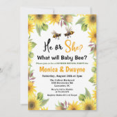 ひまわり蜂ジェンダーリビールベビーシャワー招待状 招待状 (正面)