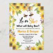 ひまわり蜂ジェンダーリビールベビーシャワー招待状 招待状 (正面/裏面)