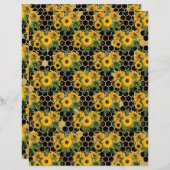 ひまわり蜂スクラップブック紙シート (正面/裏面)
