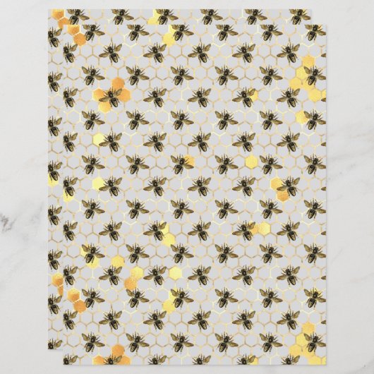 ひまわり蜂スクラップブック紙シート (正面/裏面)