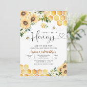 ひまわり蜂ツイントリプレットハニーベビーシャワー 招待状 (スタンド正面)