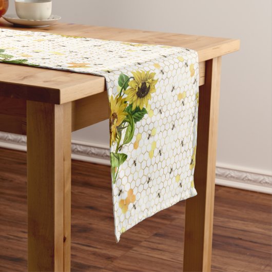 ひまわり蜂ハイブハニカムゴールデンハニー ミディアムテーブルランナー (インサイチュ)