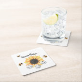 ひまわり蜂フローラサイコロブンコ スクエアペーパーコースター (インサイチュ)