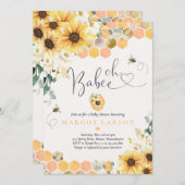 ひまわり蜂ベイビーシャワーOh Babeeベイビーシャワー 招待状 (正面/裏面)