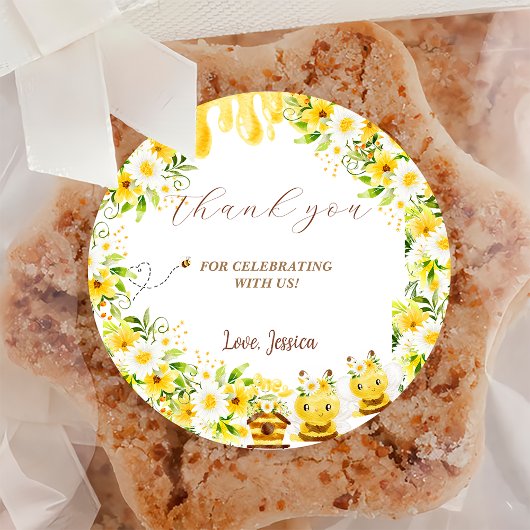 ひまわり蜂ベビーシャワー ラウンドシール