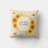 ひまわり蜂モノグラム クッション (正面)