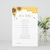 ひまわり蜂蜜ビーベイビーシャワー親愛ベビーカード (スタンド正面)