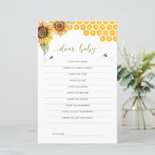 ひまわり蜂蜜ビーベイビーシャワー親愛ベビーカード (スタンド正面)