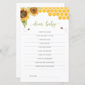 ひまわり蜂蜜ビーベイビーシャワー親愛ベビーカード (正面/裏面)