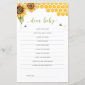 ひまわり蜂蜜ビーベイビーシャワー親愛ベビーカード (正面)