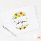 ひまわり蜂蜜ビー赤ちゃんシャワー ラウンドシール (封筒)