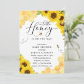 ひまわり蜂蜜ビー赤ちゃんシャワー 招待状 (スタンド正面)