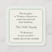 ひまわり蜂蜜&ハイブ製品の名刺 スクエア名刺 (裏面)