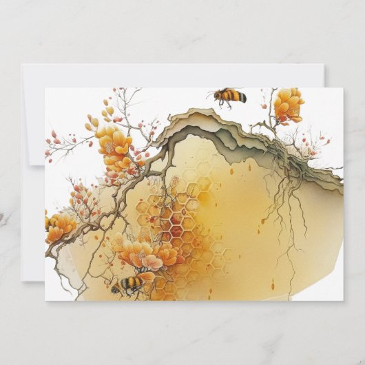 ひまわり蜂 |フォト誕生日招待状 招待状 (裏面)