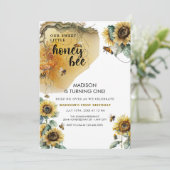 ひまわり蜂 | Bee-Day |任意の年齢誕生日 招待状 (スタンド正面)