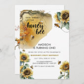 ひまわり蜂 | Bee-Day |任意の年齢誕生日 招待状 (正面/裏面)