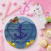 ひまわり蝶いかり紙プレート ペーパープレート (パーティー)