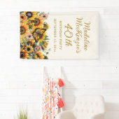 ひまわり蝶の女性の40歳の誕生日 横断幕 (インサイチュ)