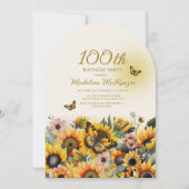 ひまわり蝶アーチ100th誕生日パーティー 招待状 (正面)