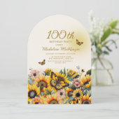 ひまわり蝶アーチ100th誕生日パーティー 招待状 (スタンド正面)